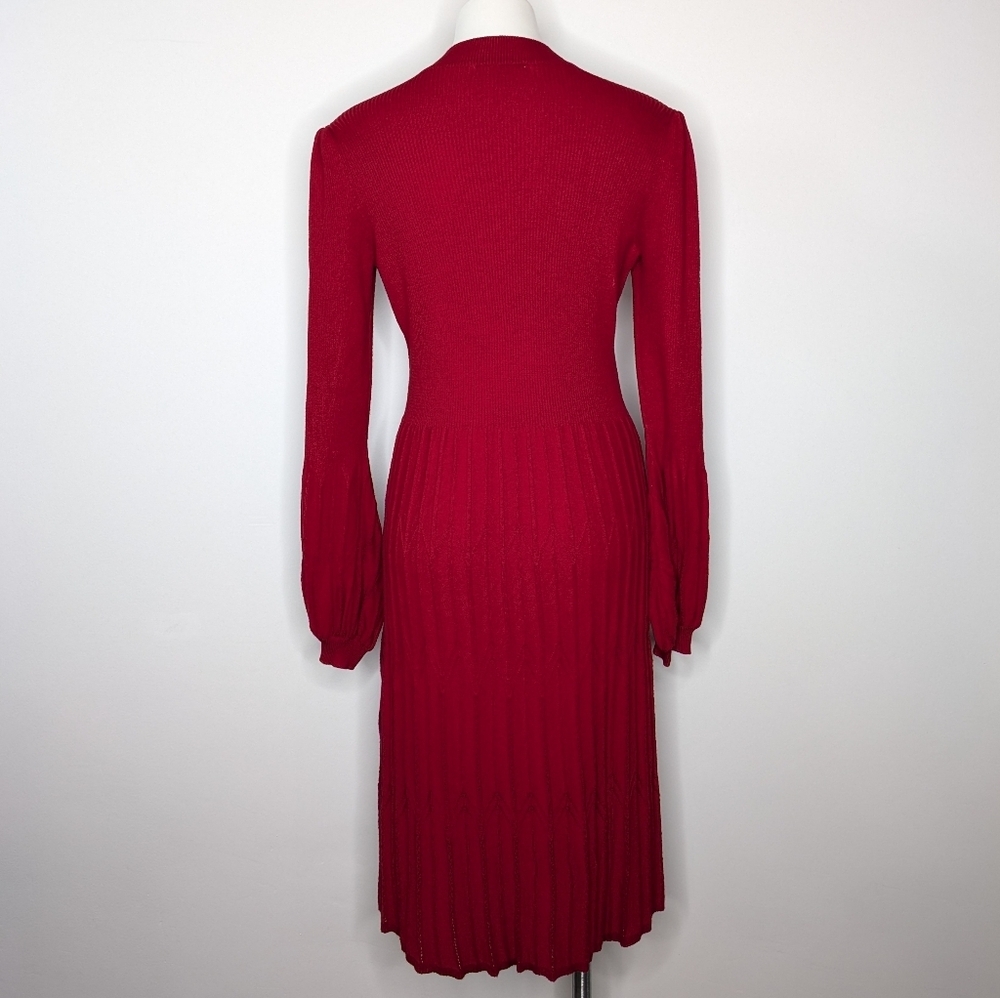 Draper James Women's Red Knit Dress Elegant Sweater Dress - Picture 5 of 8